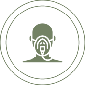 Person wearing a gas mask icon