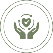 Heart and hands with arrows icon