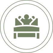 Abstract person resting on bed graphic