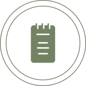 Green notepad symbol on black background