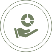 Circular icon with hand and chart