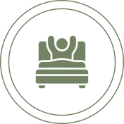 Morning wake-up symbol with bed