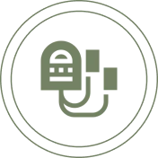 Abstract tech icon on black background